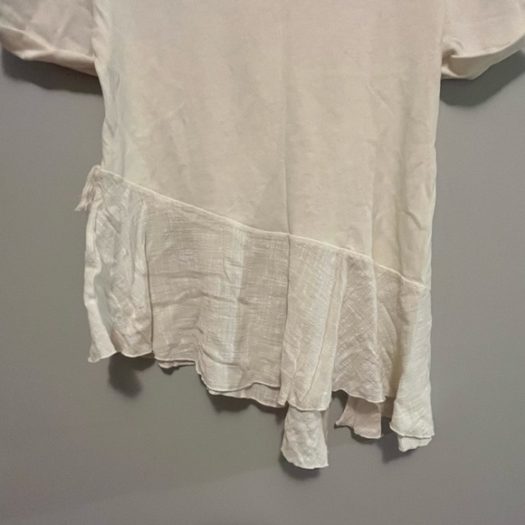 Zara white short sleeve asymmetrical fringe top - Picture 13 of 16